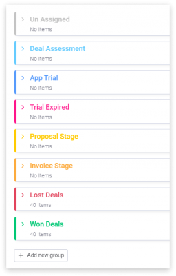 CarbonCRM Deal Management -Custom groups CarbonCRM Deal Management, Custom monday.com groups