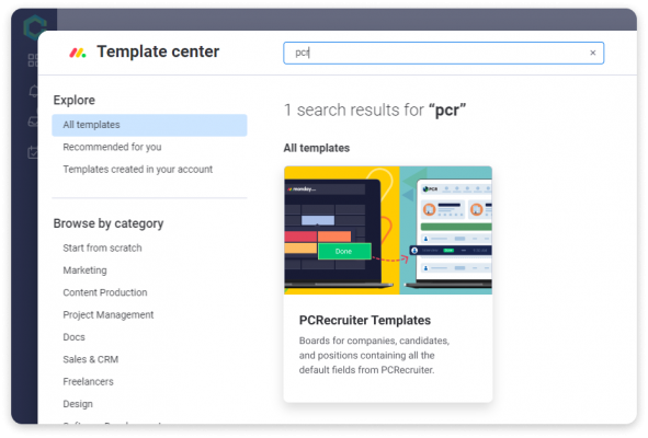 PCRecruiter board template #2 Search pcr in template center